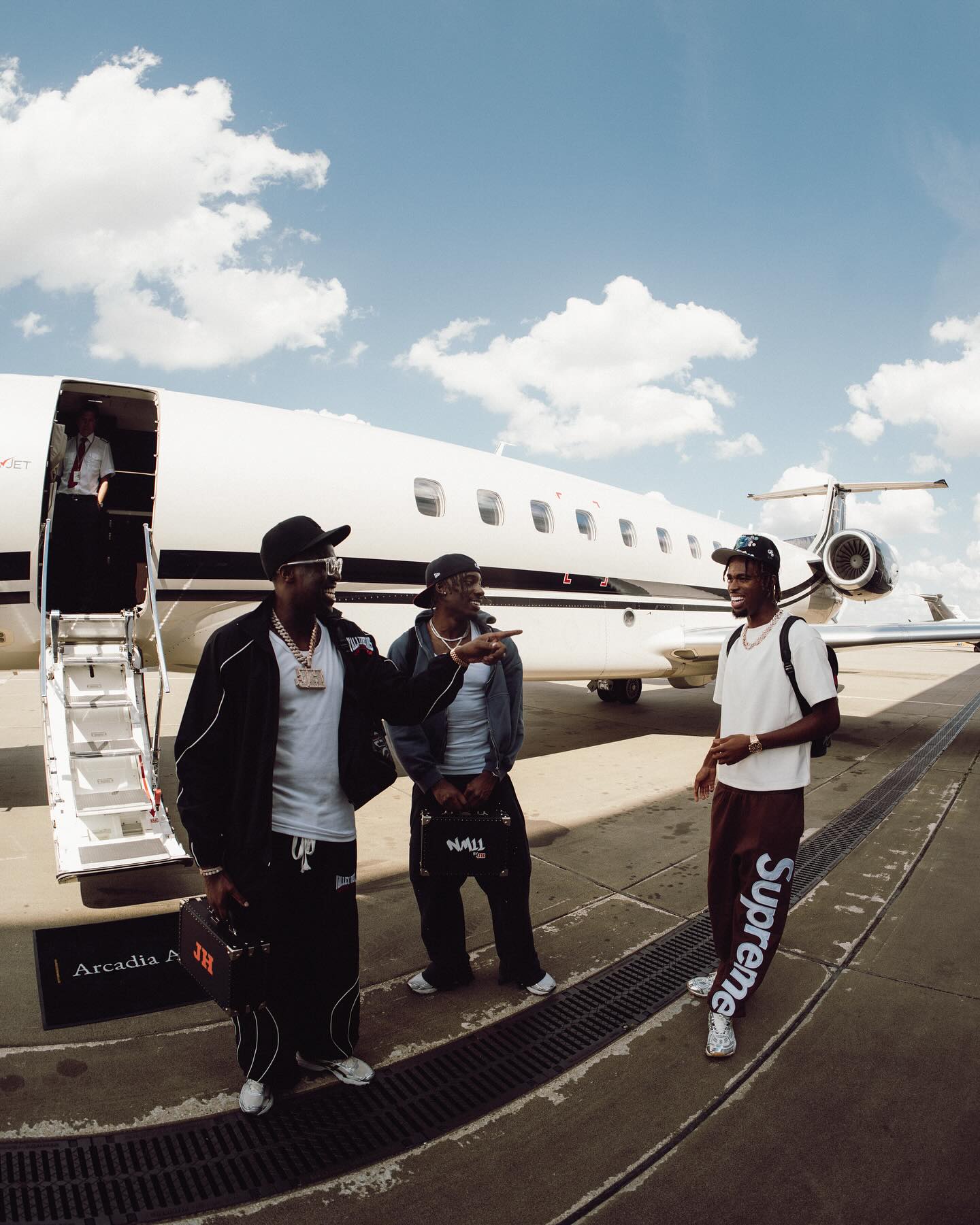 Guests beside a private aircraft