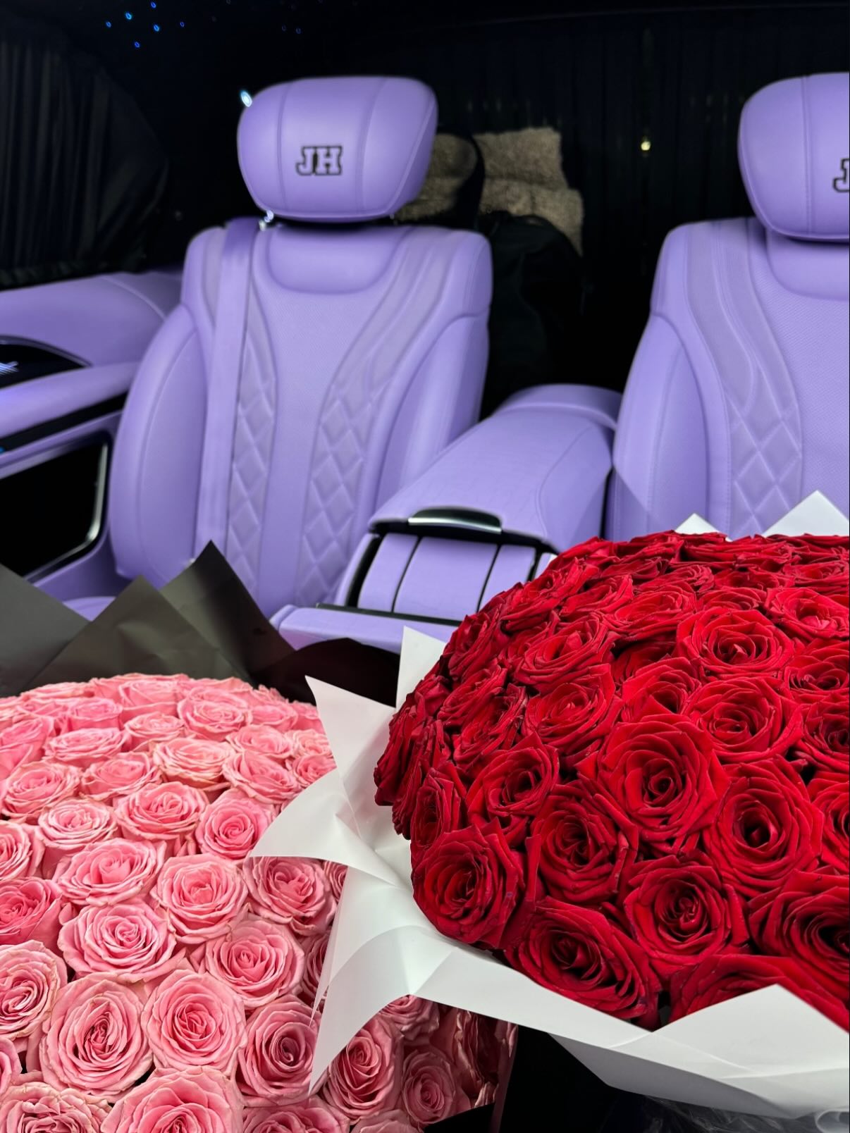 Bouquets arranged inside a BYJH cabin